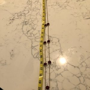 Gold burgundy gemstone necklace 20” long *costume*